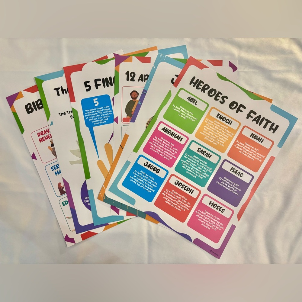 NEW Bible 6 Christian posters for Sunday school, homeschool or room decor